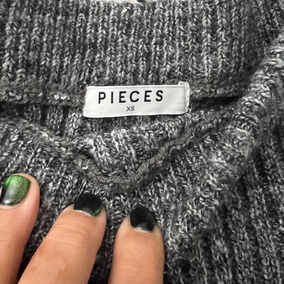 Pieces Womens Fauna Y2K Marled Gray Rib Knit Midi Skirt Size XSmall - Picture 4 of 6